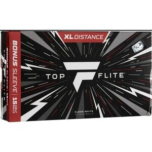 Top Flite 2025 XL Distance Golf Balls 15 Ball Pack  White/Yellow/Color Blast